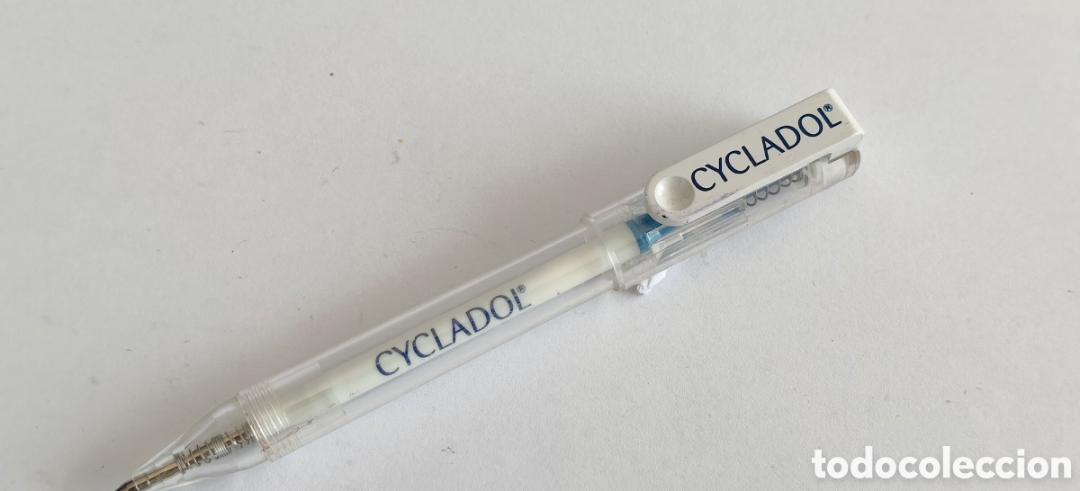 Colecionismo: BOL&Iacute;GRAFO PUBLICITARIO FARMACIA MEDICAMENTOS CYCLADOL PINTA EN AZUL