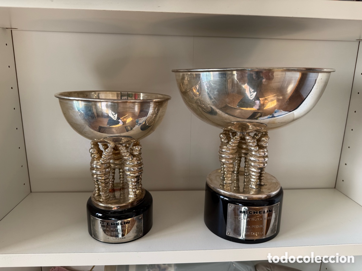 Coleccionismo: PAREJA de TROFEOS. MICHELIN. 1 y 2 Puesto. COPA RUTA. 1989-1990