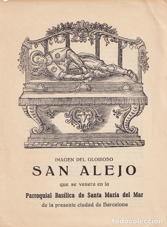 Collectionnisme: Hoja San Alejo Santa Maria del Mar Barcelona - Agusti Pujol - Imagen destruida en 1936 Guerra Civil