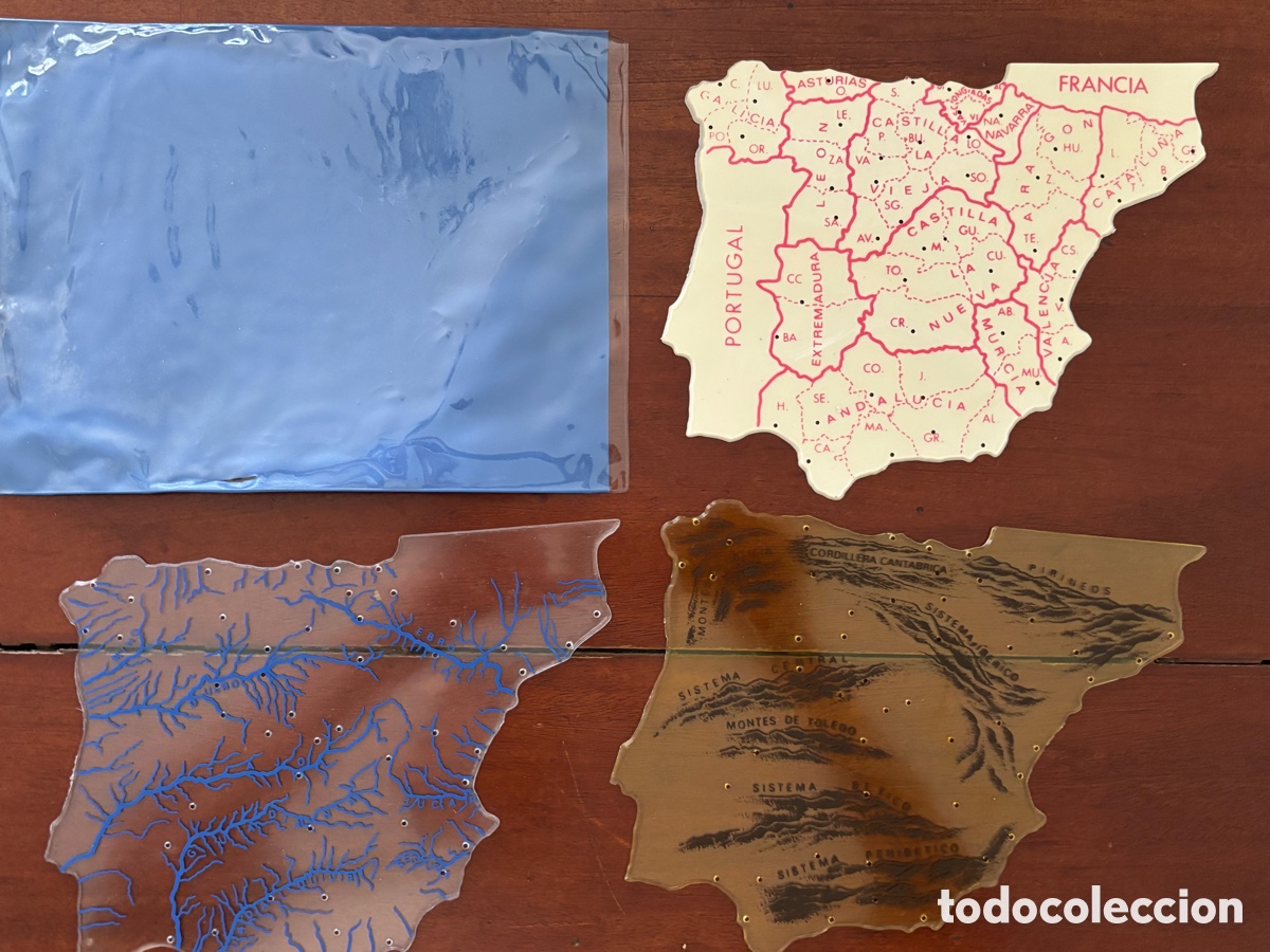 Coleccionismo: Lote 3 plantillas mapa de Espa&ntilde;a de pl&aacute;stico. A&ntilde;os 60/70. Tama&ntilde;o grande