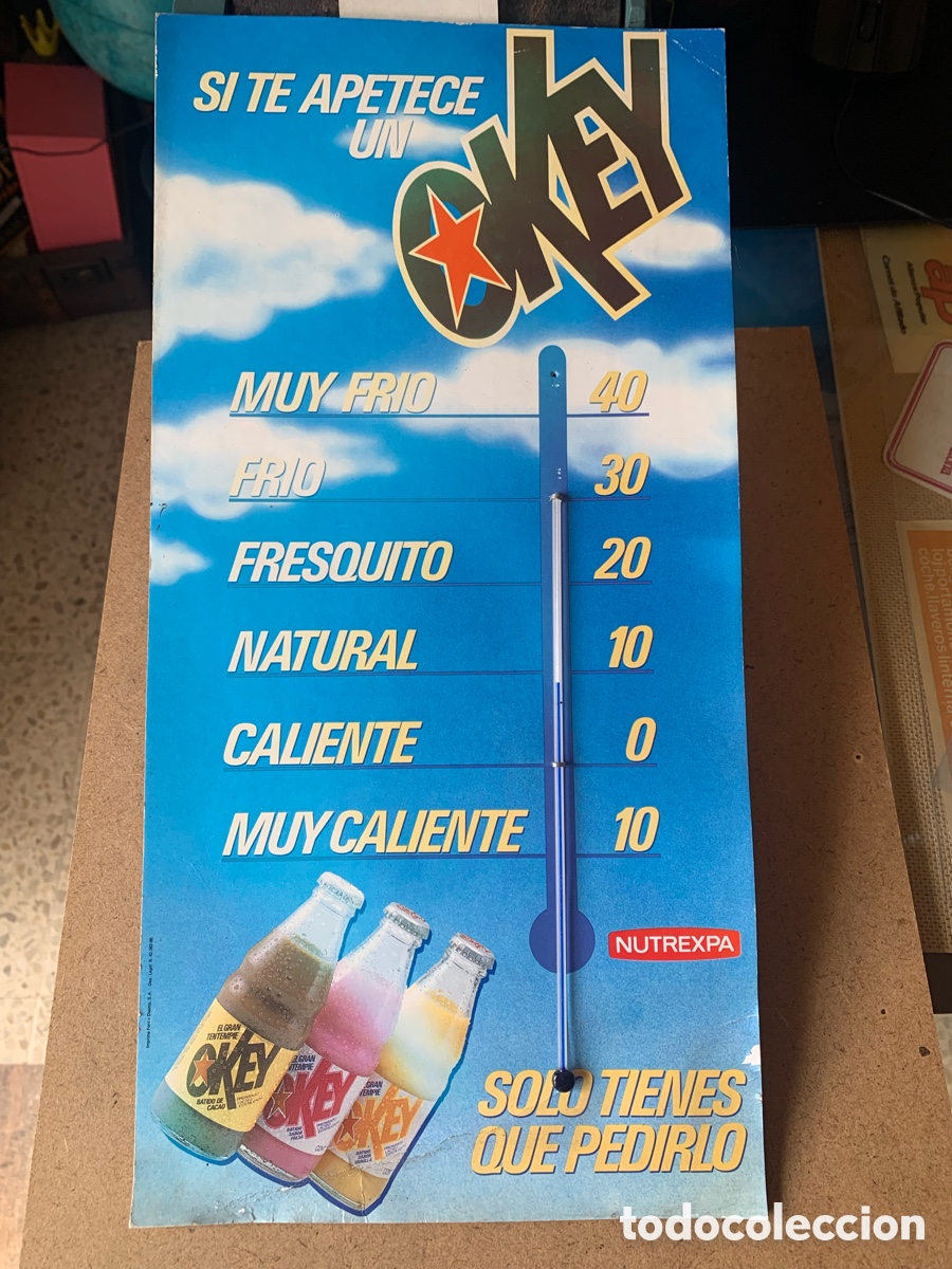 Coleccionismo: TERM&Oacute;METRO PUBLICIDAD DE REFRESCOS OKEY. A&Ntilde;O 1986.