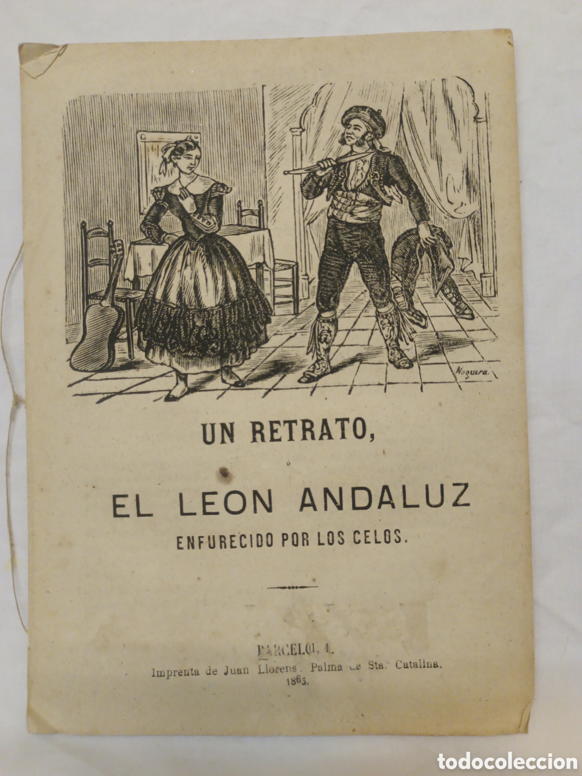 Coleccionismo: PLIEGO DE CORDEL - ROMANCE - UN RETRATO, EL LEON ANDALUZ - A&Ntilde;O 1865 - 15 X 21 CM