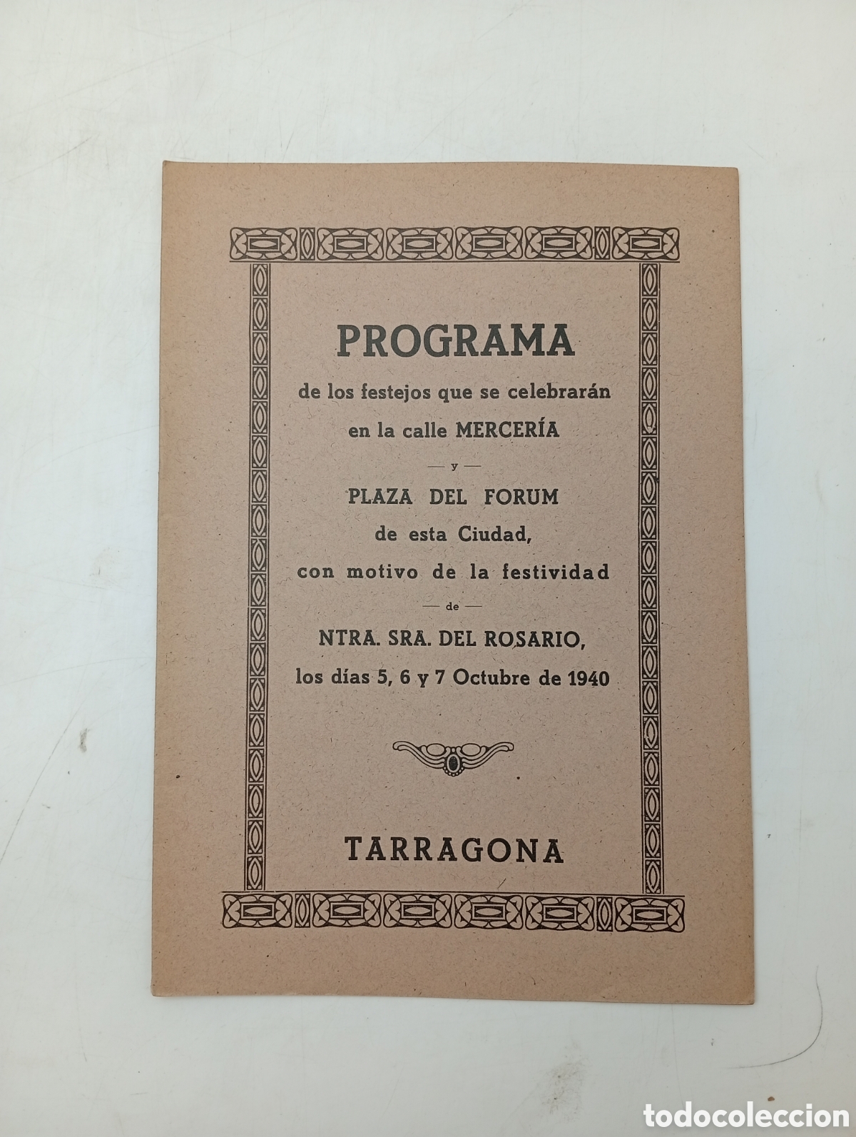 Colecionismo: Programa Festes Roser de Tarragona 1940 Forum Mercer&iacute;a