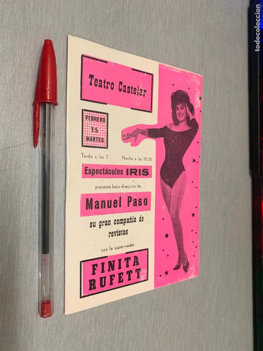 Coleccionismo: TEATRO CASTELAR - ELDA / ESPECT&Aacute;CULOS IRIS, MANUEL PASO / PROGRAMA TEATRO A&Ntilde;O 1966