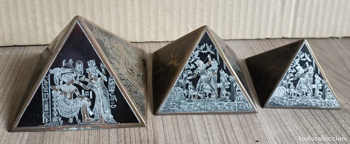 Coleccionismo: Lote 3 piramides de Egipto metalicas, creo que es cobre o laton