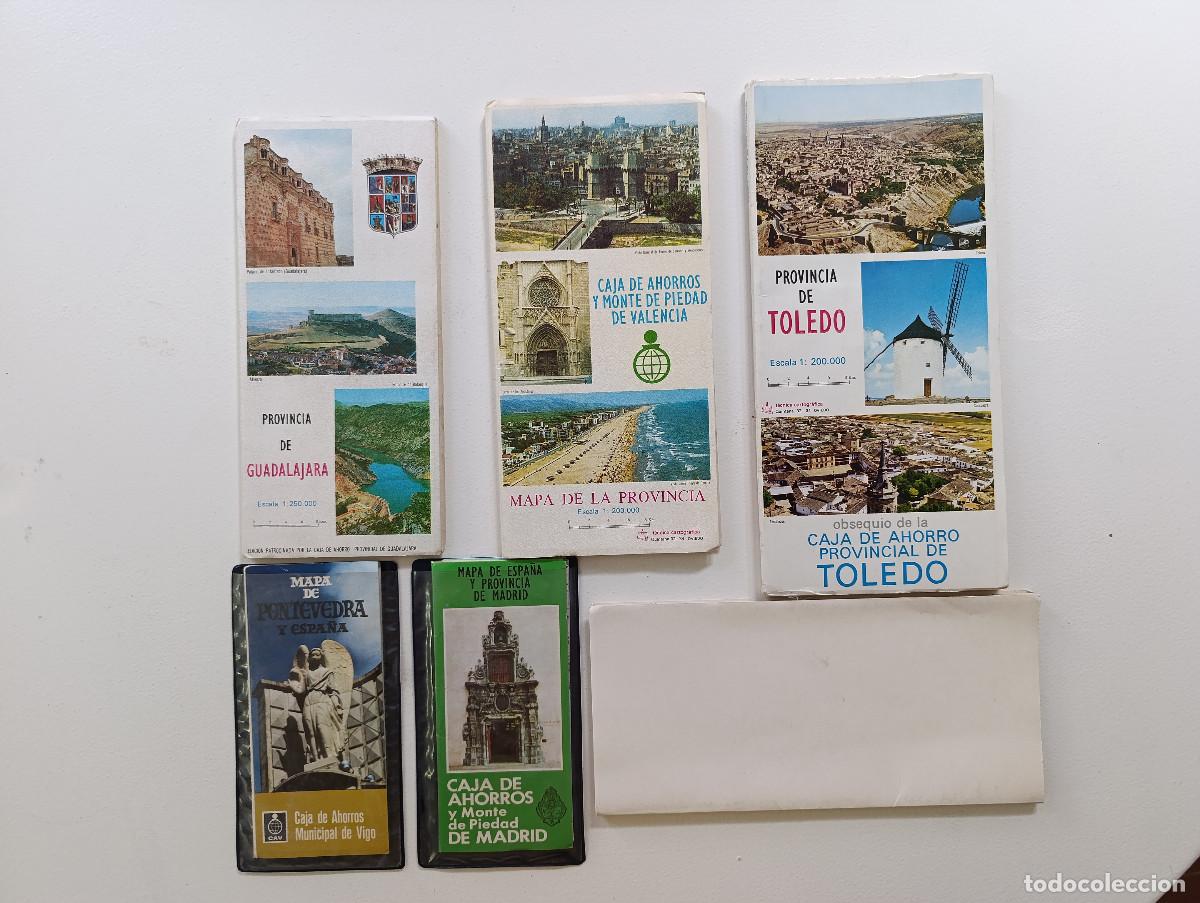 Colecionismo: DIFICIL LOTE DE 6 MAPAS ANTIGUOS DE DIFERENTES CAJAS DE AHORROS Y MONTE DE PIEDAD DE ESPA&Ntilde;A. A&Ntilde;OS 70