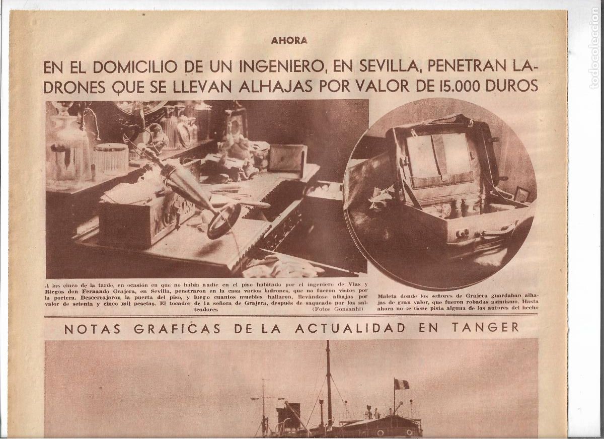 Coleccionismo: A&Ntilde;O 1933 RECORTE PRENSA SEVILLA ATRACO ROBO ALHAJAS DOMICILIO INGENIERO FERNANDO GRAJERA