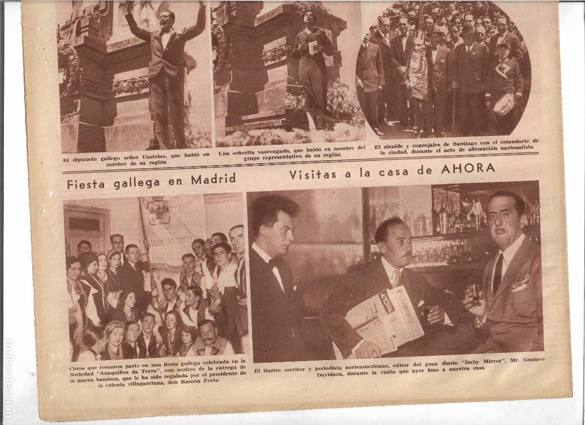 Coleccionismo: A&Ntilde;O 1933 RECORTE PRENSA MADRID FIESTA GALLEGA COROS SOCIEDAD ANAQUI&Ntilde;OS DA TERRA BANDERA RAMON PORTO