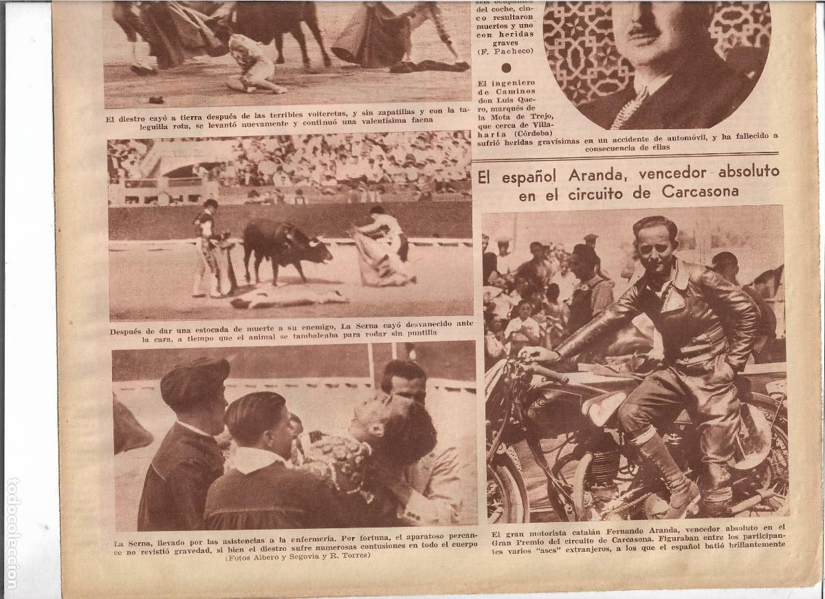 Coleccionismo: A&Ntilde;O 1933 RECORTE PRENSA MOTOCICLISMO MOTO FERNANDO ARANDA VENCEDOR CIRCUITO DE CARCASONA