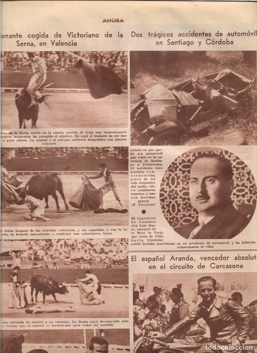 Coleccionismo: A&Ntilde;O 1933 RECORTE PRENSA COGIDA TORERO VICTORIANO DE LA SERNA EN VALENCIA TOROS TOREO
