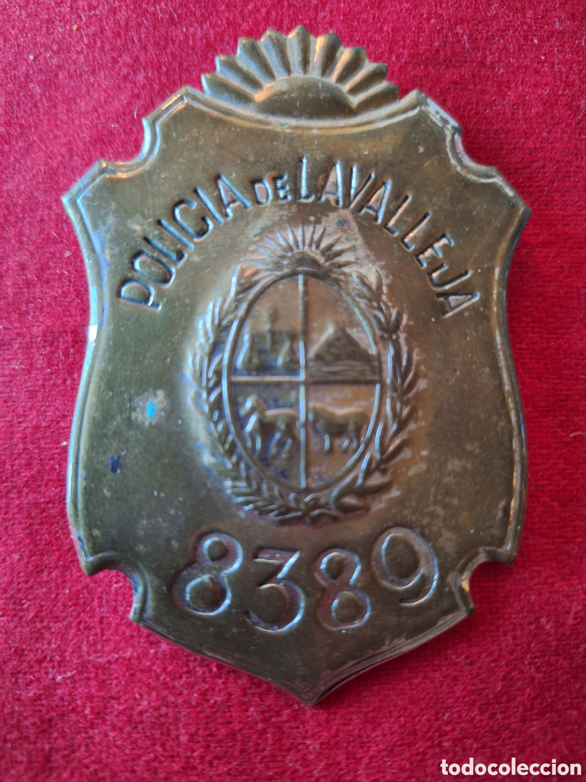 Coleccionismo: WW II URUGUAYAN POLICE NUMBERED BADGE PLAQUE FROM LAVALLEJA DEPARTMENT VERY SCARCE ! WESTERN UNION
