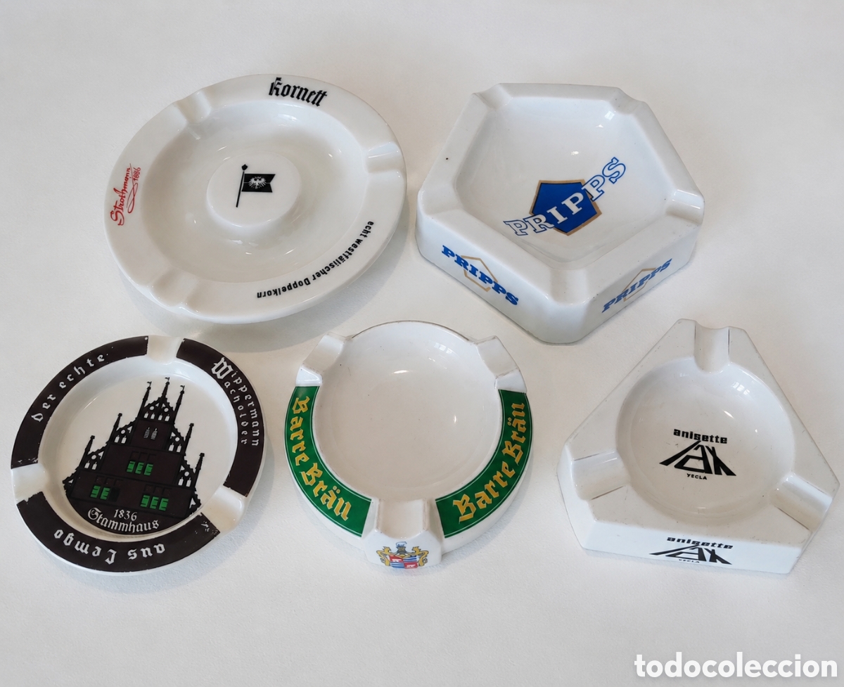 Coleccionismo: Lote 5 ceniceros vintage publicitarios y tur&iacute;sticos de cer&aacute;mica / porcelana esmaltada