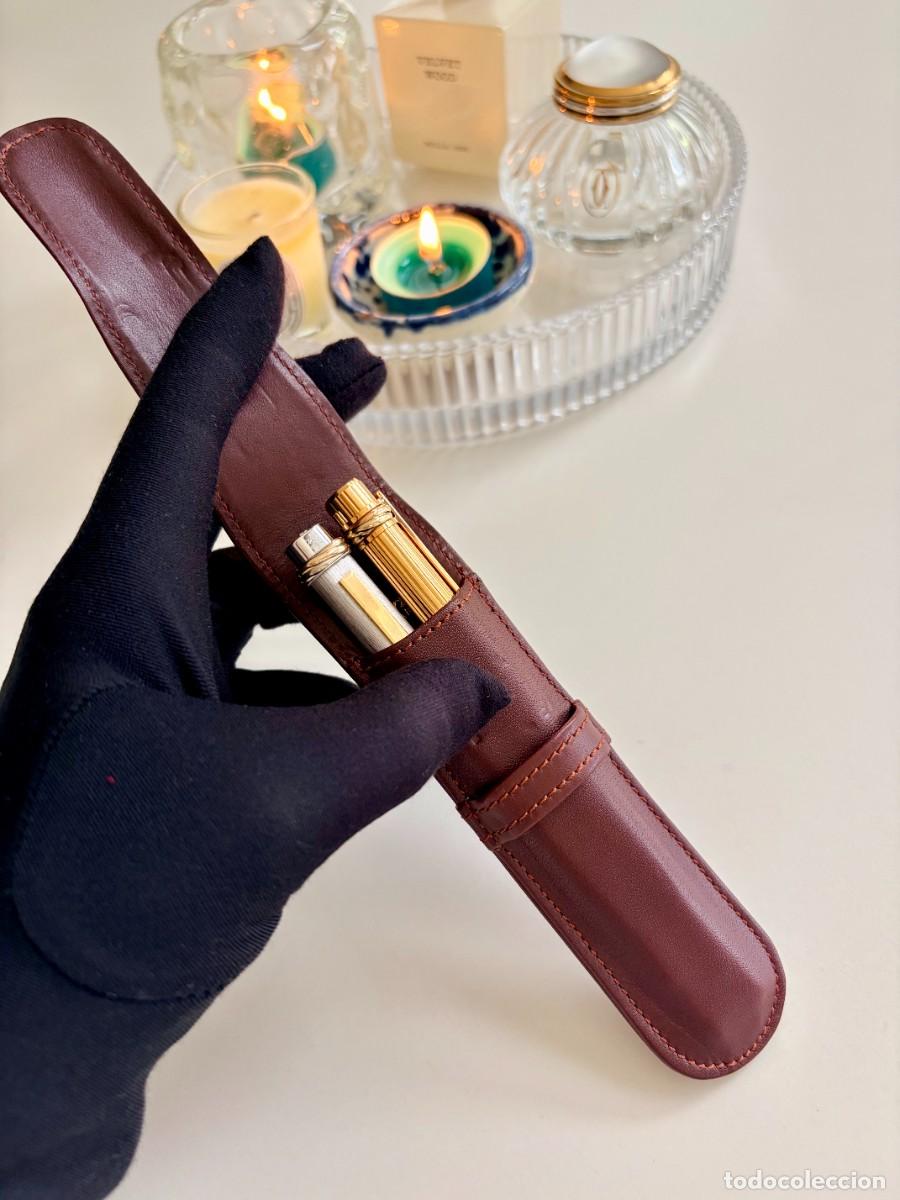 Coleccionismo: Cartier Must de Cartier Estuche Doble para Bol&iacute;grafo en Piel Burdeos A&ntilde;os 80