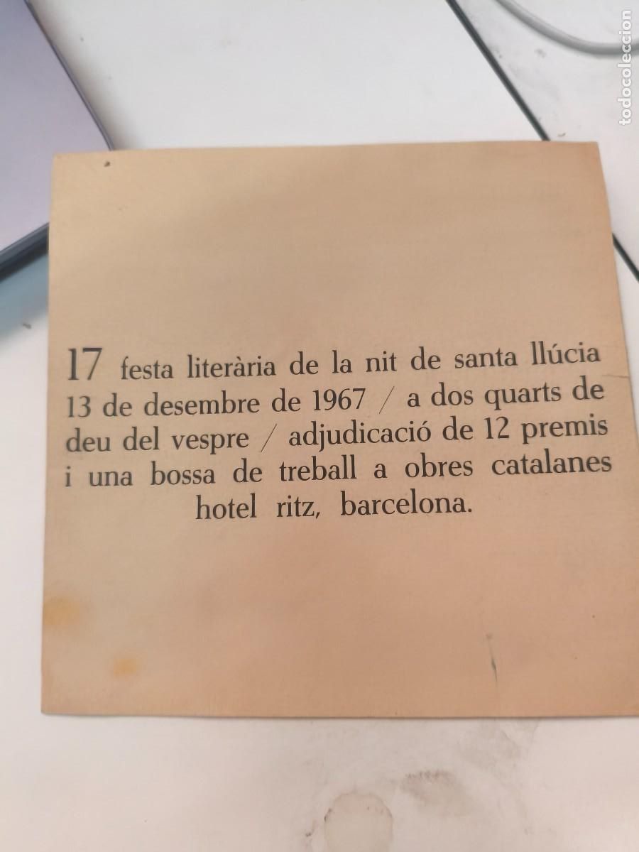 Coleccionismo: 17 FESTA LITERARIA DE LA NIT DE SANTA LLUCIA. 1967. HOTEL RITZ Barcelona