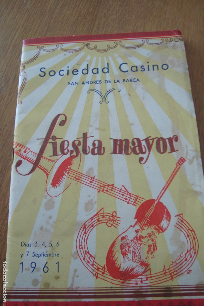 Coleccionismo: PROGRAMA FIESTA MAYOR SOCIEDAD CASINO SAN ANDRES DE LA BARCA 1961. MARIANO BEUT. FONT SABATE