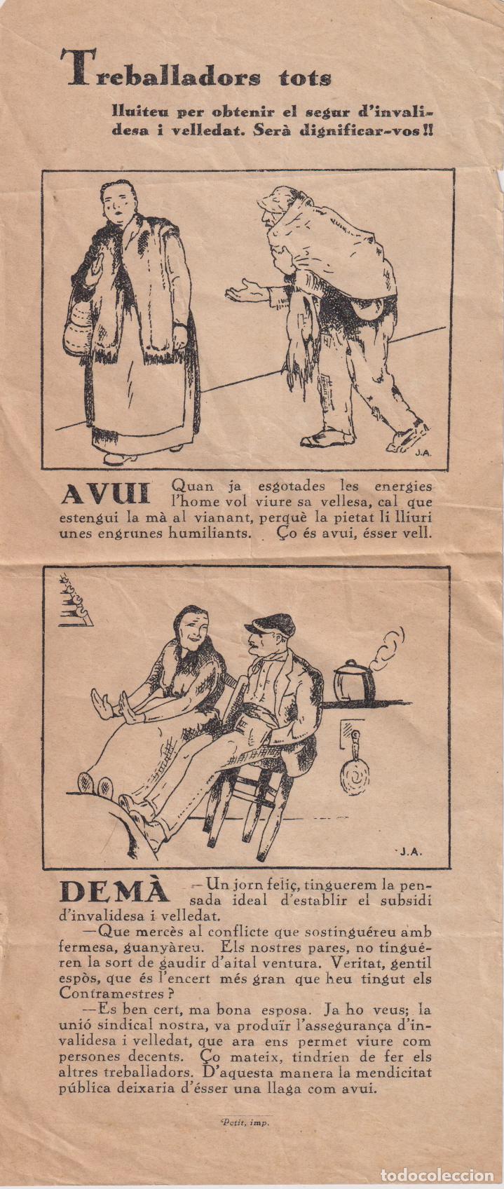 Collectionnisme: DOCUMENT PROPAGAND&Iacute;STIC SINDICAL DE L'&Egrave;POCA DE LA SEGONA REP&Uacute;BLICA ESPANYOLA O LA GUERRA CIVIL
