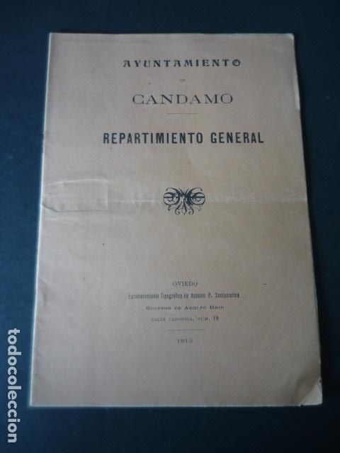 Collectionnisme: AYUNTAMIENTO DE CANDAMO ASTURIAS REPARTIMIENTO GENERAL FOLLETO 1913
