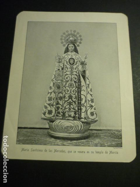 Coleccionismo: MURCIA MARIA SANTISIMA DE LAS MERCEDES LAMINA HACIA 1900 POR ENISTER 15 X 19 CM