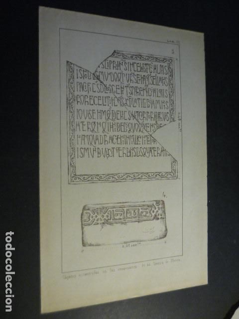 Colecionismo: SIERRA ELVIRA GRANADA EXCAVACIONES ARQUEOLOGICAS OBJETOS HALLADOS ANTIGUA LAMINA HACIA 1900 16X24 CM