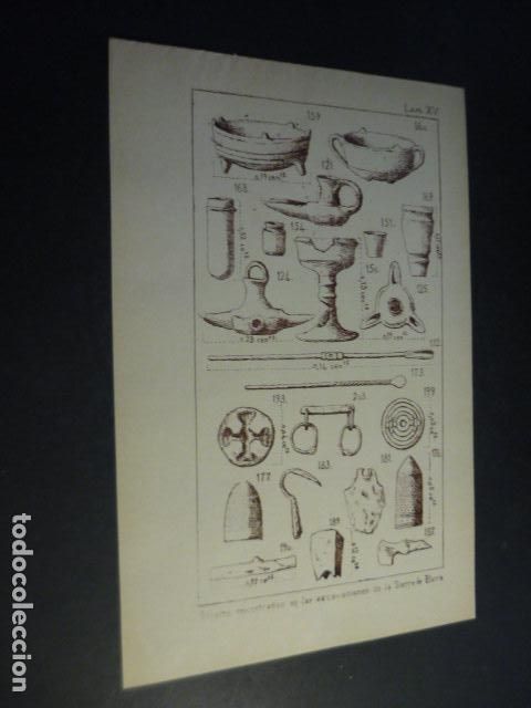 Collezionismo: SIERRA ELVIRA GRANADA EXCAVACIONES ARQUEOLOGICAS OBJETOS HALLADOS ANTIGUA LAMINA HACIA 1900 16X24 CM