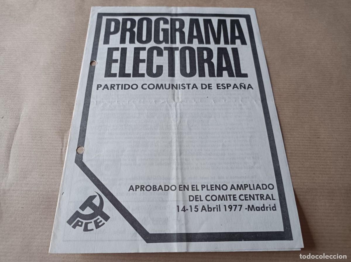 Coleccionismo: PROGRAMA ELECTORAL PCE PARTIDO COMUNISTA DE ESPA&Ntilde;A 1977