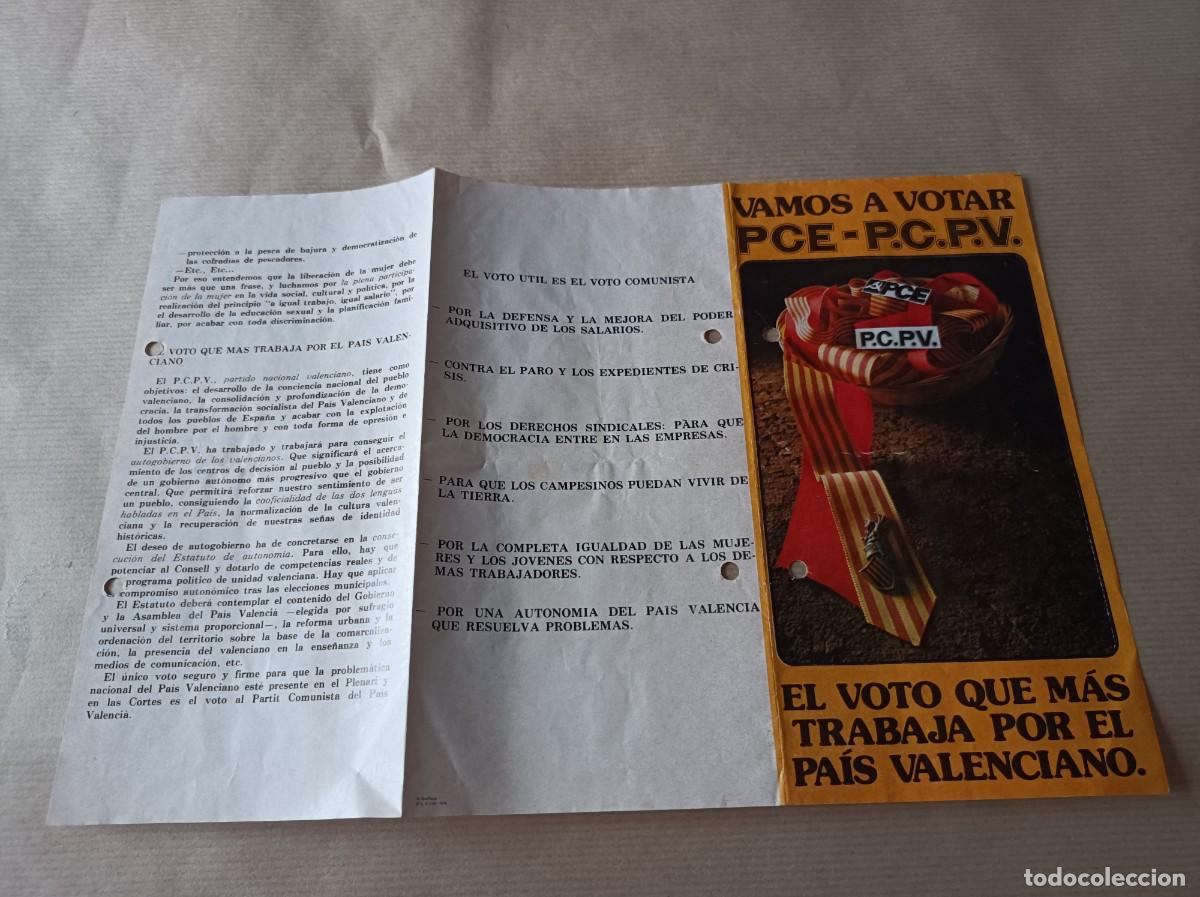 Coleccionismo: PROGRAMA ELECTORAL PCE PARTIDO COMUNISTA DE ESPA&Ntilde;A PCPV PARTIDO COMUNISTA PA&Iacute;S VALENCI&Agrave;