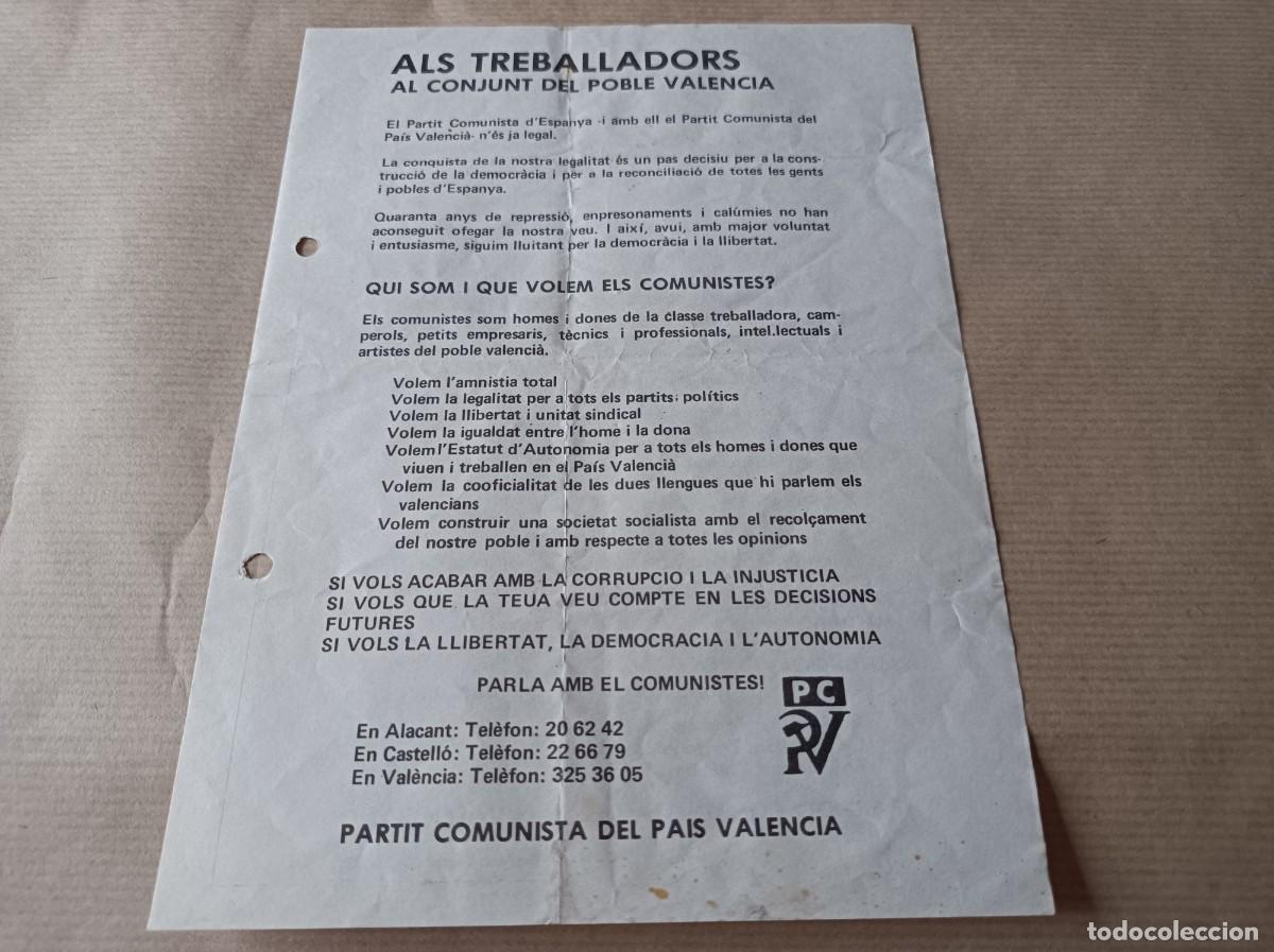 Coleccionismo: OCTAVILLA A LOS TRABAJADORES PCPV PARTIDO COMUNISTA PA&Iacute;S VALENCI&Agrave; 1977