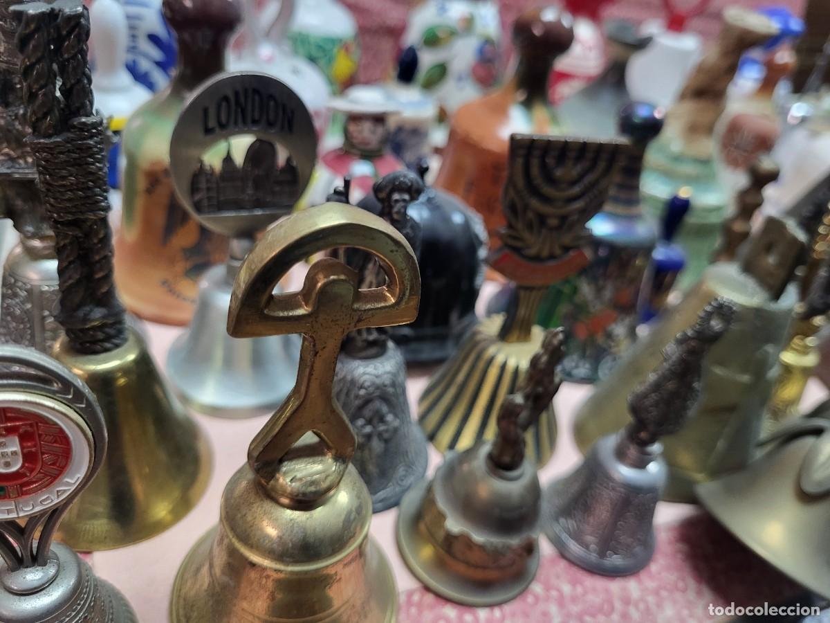 Coleccionismo: LOTE CAMPANAS RECUERDO CERAMICA METAL BRONCE