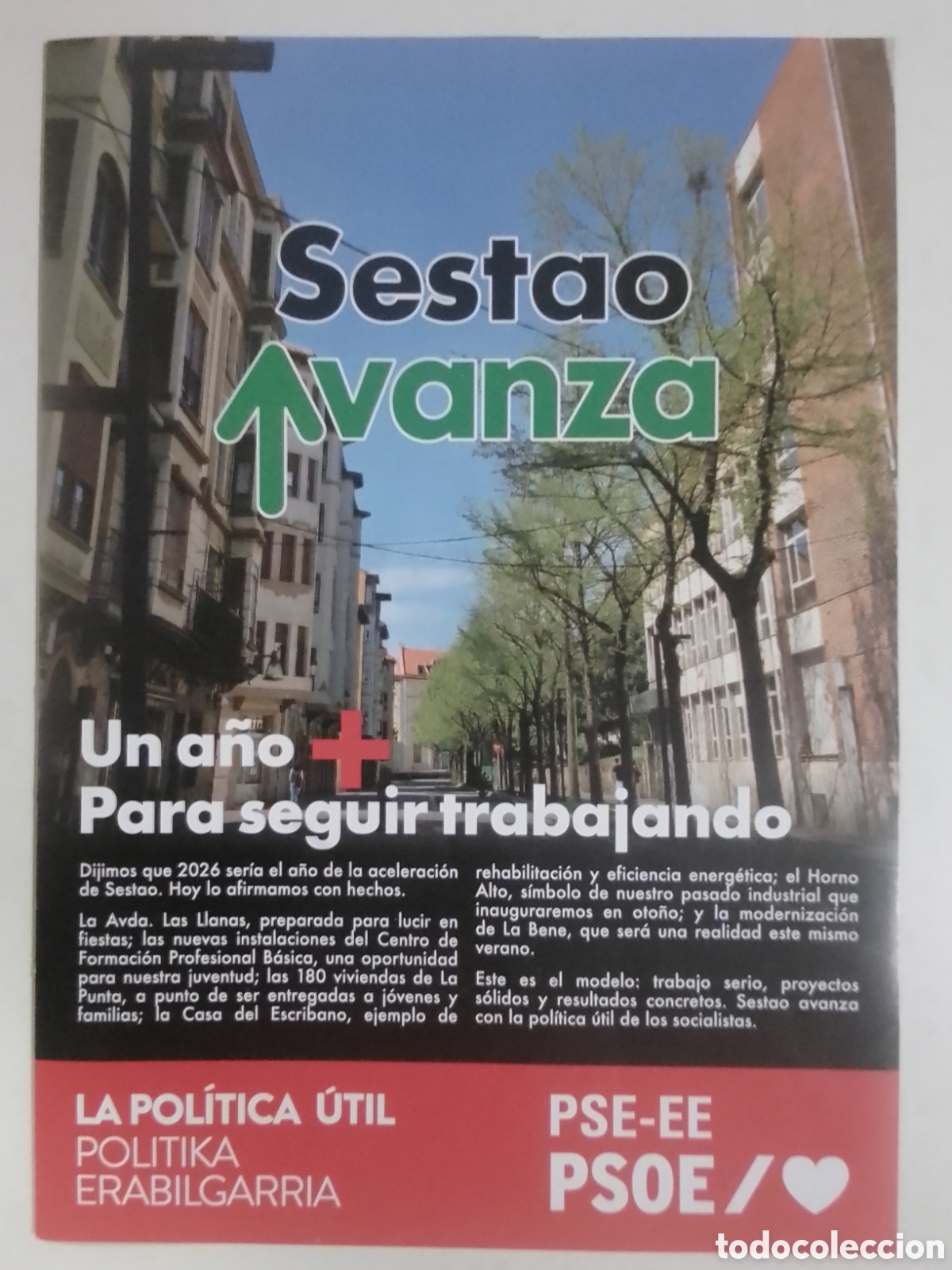 Coleccionismo: Propaganda PSE - EE PSOE Sestao Avanza.