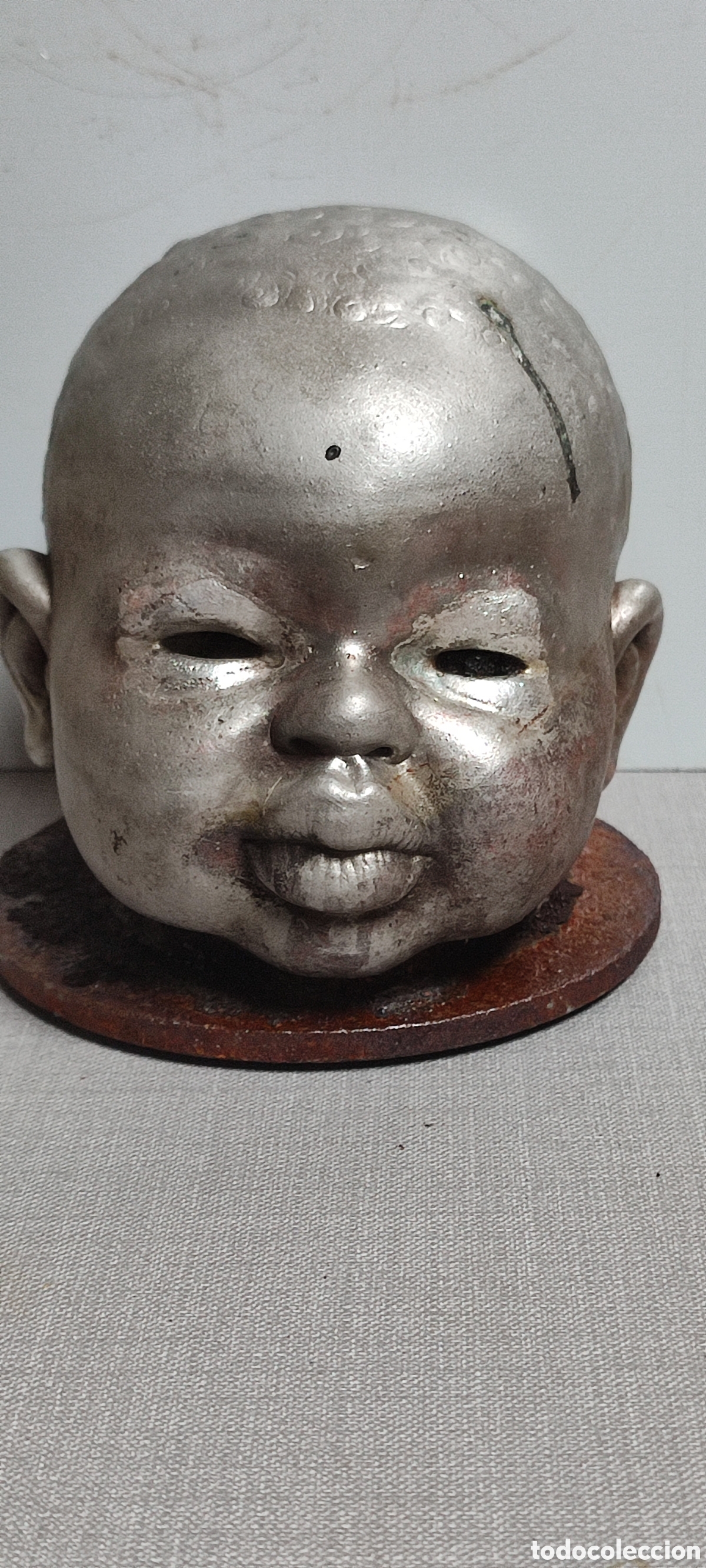 Coleccionismo: Antiguo molde matriz de n&iacute;quel para fabricaci&oacute;n mu&ntilde;ecos bebe negrito The Doll Factory Europe.