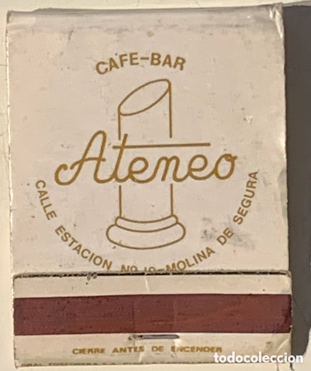 Coleccionismo: Caja de cerillas. Cafe - Bar ATENEO. Molina de Segura. Murcia. A&ntilde;os 70.