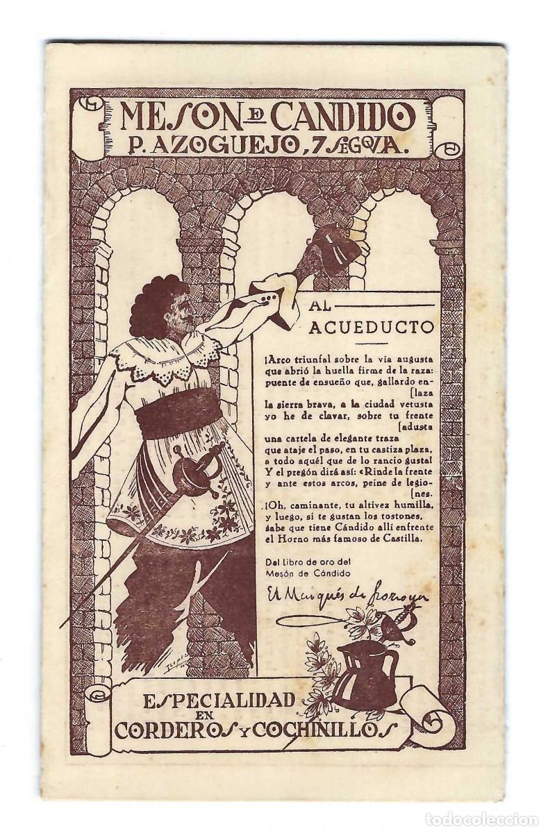 Colecionismo: TR&Iacute;PTICO PUBLICITARIO- EL MESON DE C&Aacute;NDIDO. SEGOVIA. COMEDOR. 1955