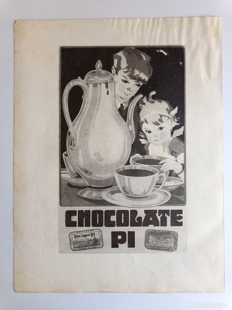 Coleccionismo: LAMINA ORIGINAL 30x40 - ALBUM DE LUJO - EXP. INTERN. DE BARCELONA 1929 - PUBLICIDAD CHOCOLATE PI