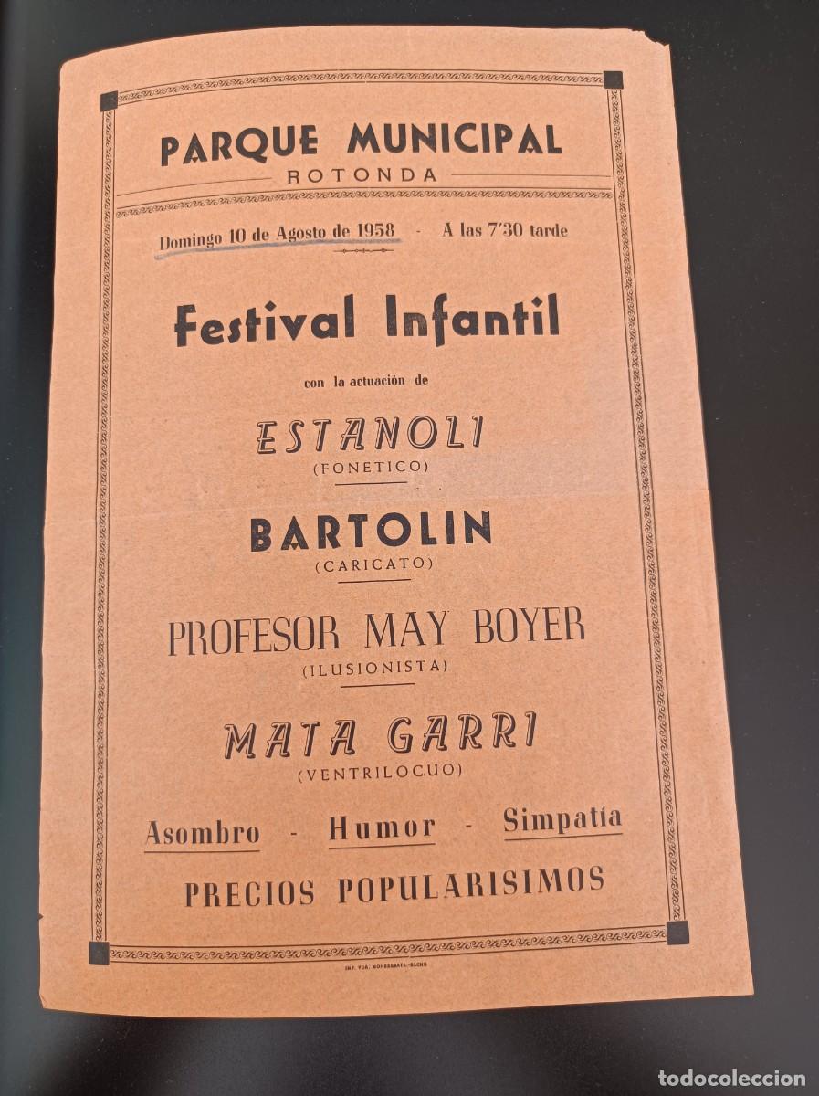 Coleccionismo: PROGRAMA FESTIVAL INFANTIL 1958 MAY ROYER ESTANOLI BARTOL&Iacute;N VENTR&Iacute;LOCUO MATA GARRI