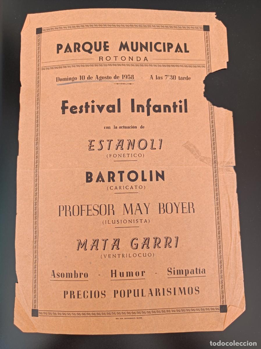 Coleccionismo: PROGRAMA FESTIVAL INFANTIL 1958 MAY ROYER ESTANOLI BARTOL&Iacute;N VENTR&Iacute;LOCUO MATA GARRI