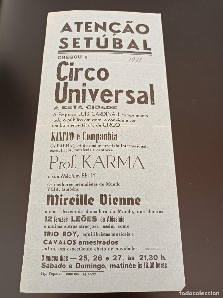 Coleccionismo: PROGRAMA 1977 CIRCO UNIVERSAL KINITO PROFESOR KARMA TRIO ROY PORTUGAL