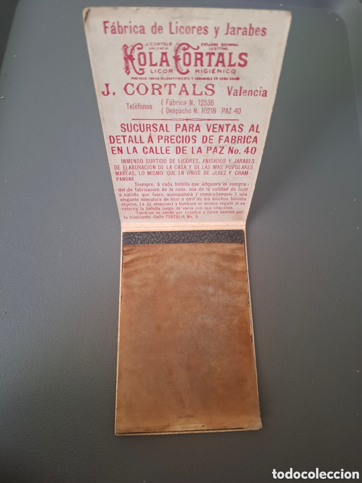 Coleccionismo: Fabrica de Licores y Jarabes Kola Cortals - Valencia- Calco- 1900?