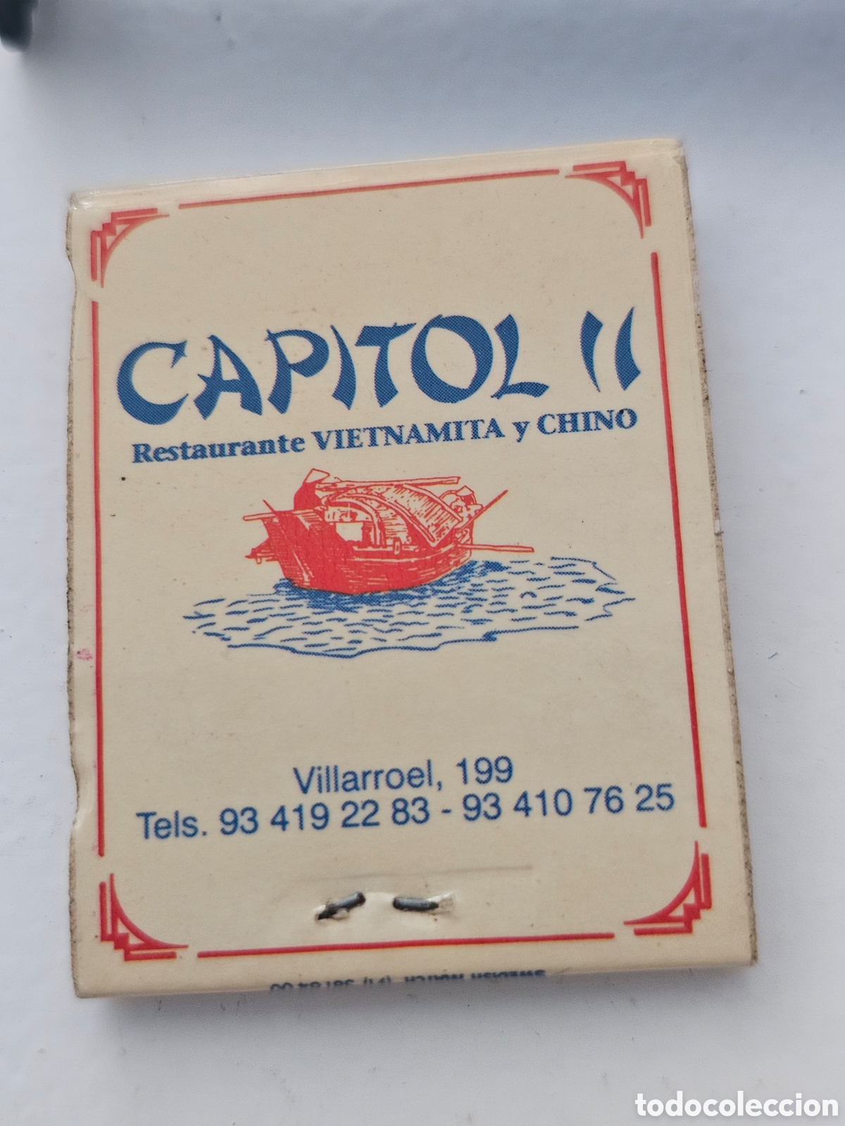 Coleccionismo: Caja de cerillas del restaurante Vietnamita Chino Capitol II Villarroel 199 Barcelona