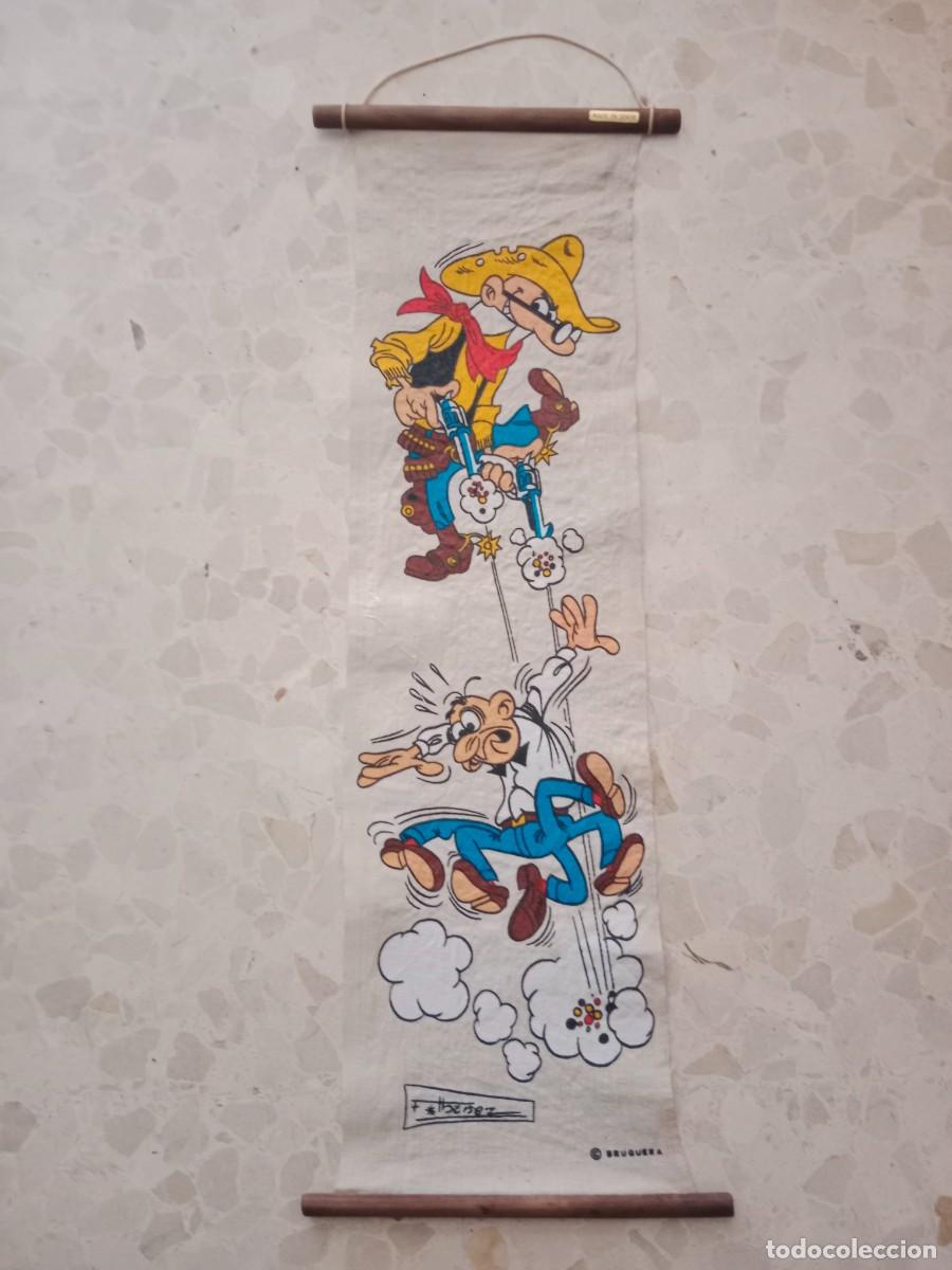 Coleccionismo: RARO CARTEL POSTER DE TELA SERIGRAFIA A&Ntilde;OS 70 MORTADELO Y FILEMON EN EL OESTE -BRUGUERA - 68 x 24 CM