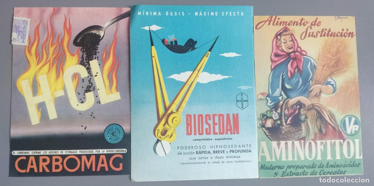 Coleccionismo: A&Ntilde;OS 50 -3 PUBLICIDADES ANTIGUAS DE FARMACIA - LABORATORIOS