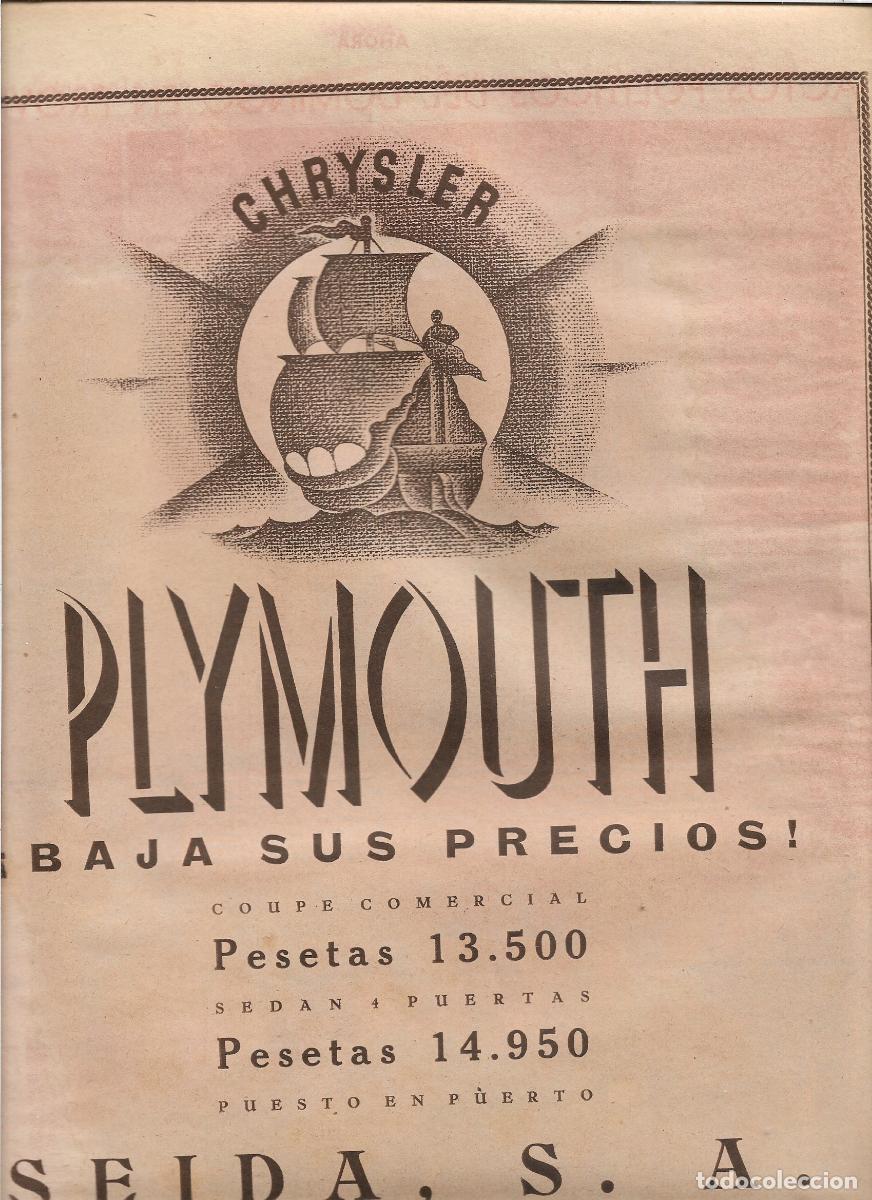 Collezionismo: A&Ntilde;O 1933 RECORTE PRENSA PUBLICIDAD AUTOMOVIL COCHE CHRYSLER PLYMOUTH