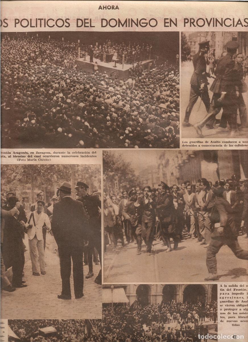 Coleccionismo: A&Ntilde;O 1933 RECORTE PRENSA ZARAGOZA MITIN TRADICIONALISTA EN EL FRONTON ZARAGOZANO DISTURBIOS GUARDIAS