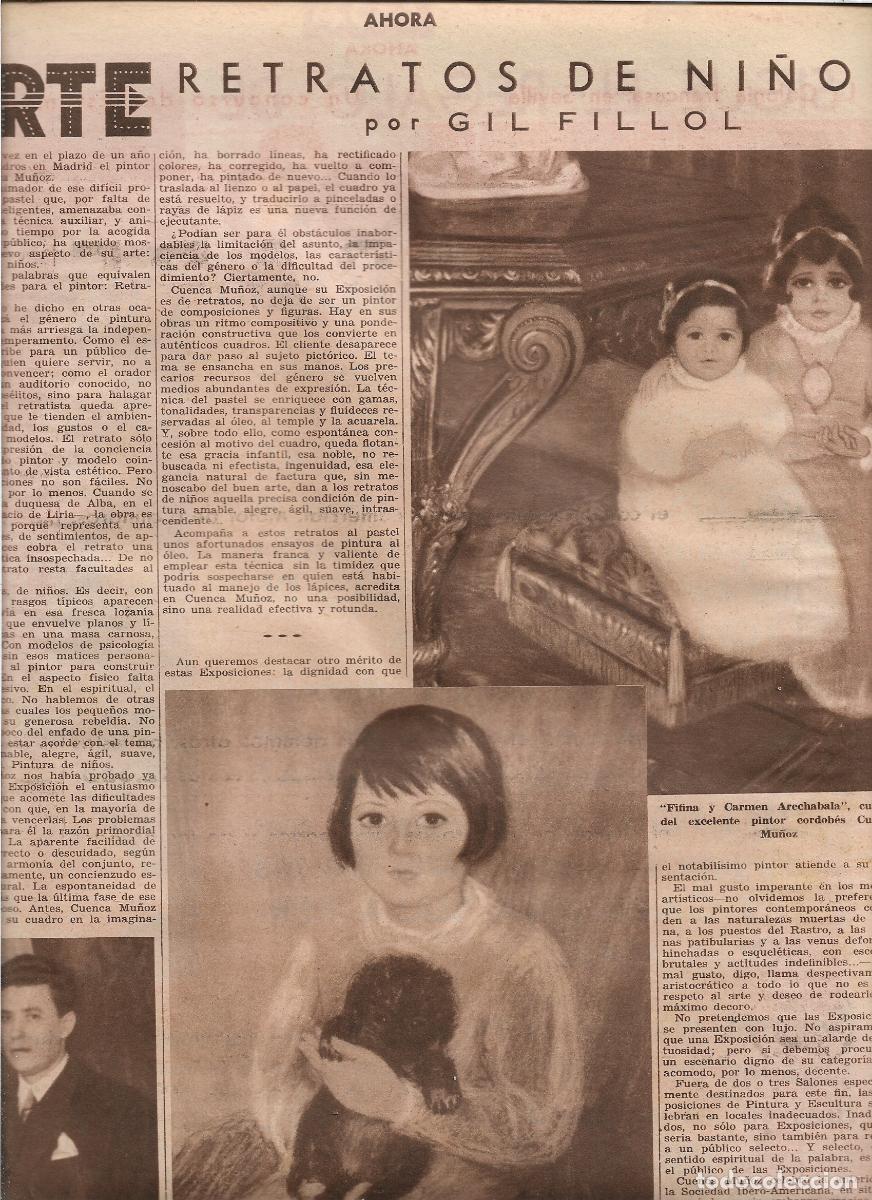 Coleccionismo: A&Ntilde;O 1933 RECORTE PRENSA PINTURA CUENCA MU&Ntilde;OZ PINTOR CORDOBES RETRATOS DE NI&Ntilde;OS
