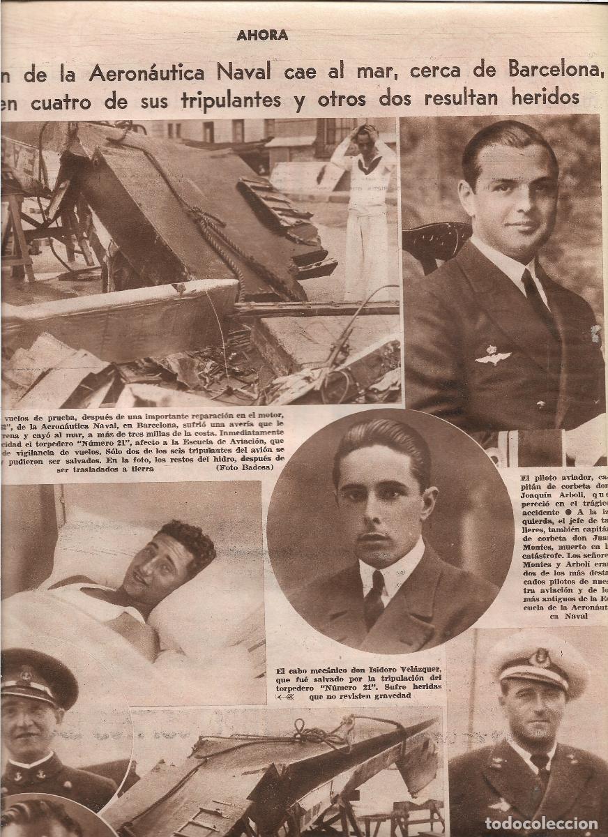 Coleccionismo: A&Ntilde;O 1933 ACCIDENTE AVIACION AVION AERONAUTICA NAVAL CAE AL MAR CERCA BARCELONA 4 MUERTOS DOS HERIDOS