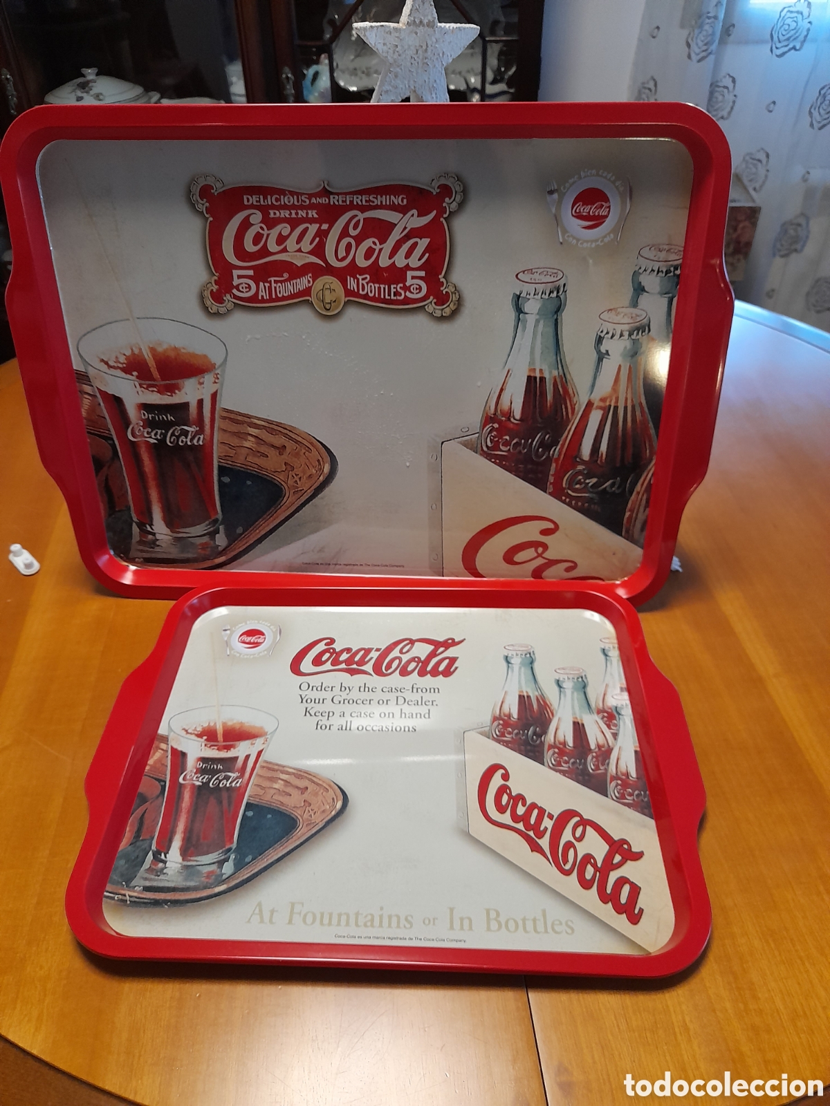 Coleccionismo: Juego de bandejas coca cola vintage