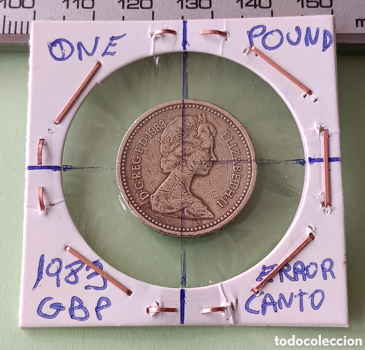 Coleccionismo: Moneda Variante 1 Pound 1983 Reino Unido DECUS al rev&eacute;s con errores de acu&ntilde;aci&oacute;n (Girada y Desplaza)