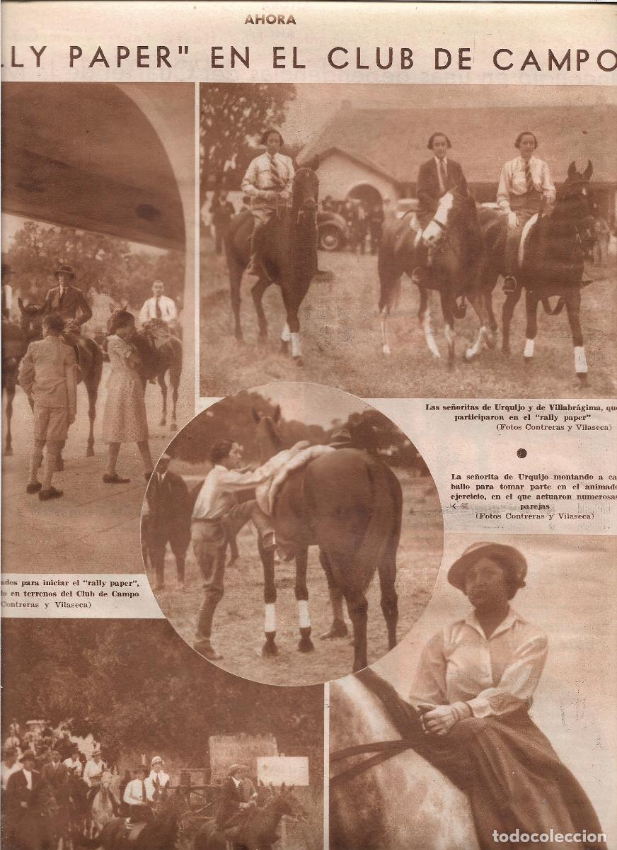 Coleccionismo: A&Ntilde;O 1933 RECORTE PRENS RALLY PAPER EN EL CLUB DE CAMPO JINETES AMAZONAS CABALLOS SE&Ntilde;ORITA DE URQUIJO