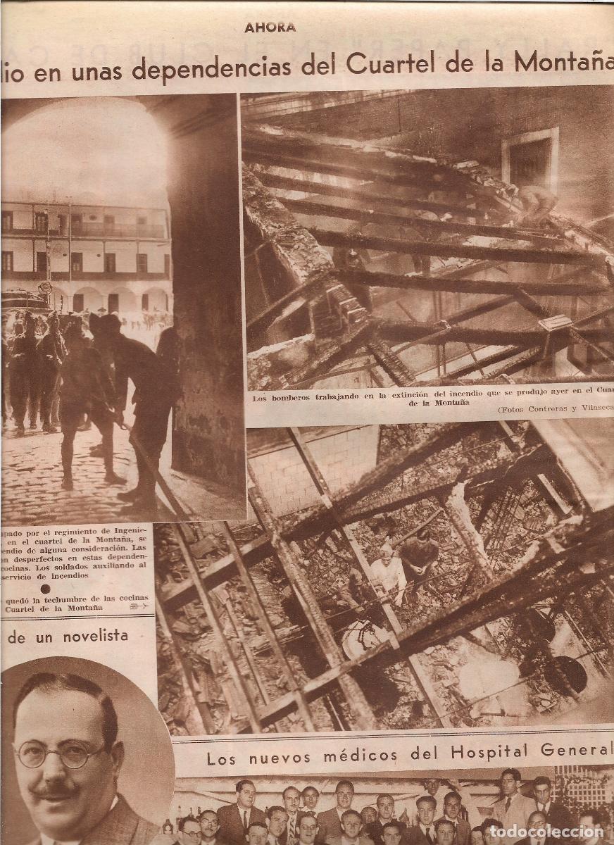 Coleccionismo: A&Ntilde;O 1933 RECORTE PRENSA INCENDIO DEPENDENCIAS CUARTEL DE LA MONTA&Ntilde;A REGIMIENTO INGENIEROS ZAPADORES