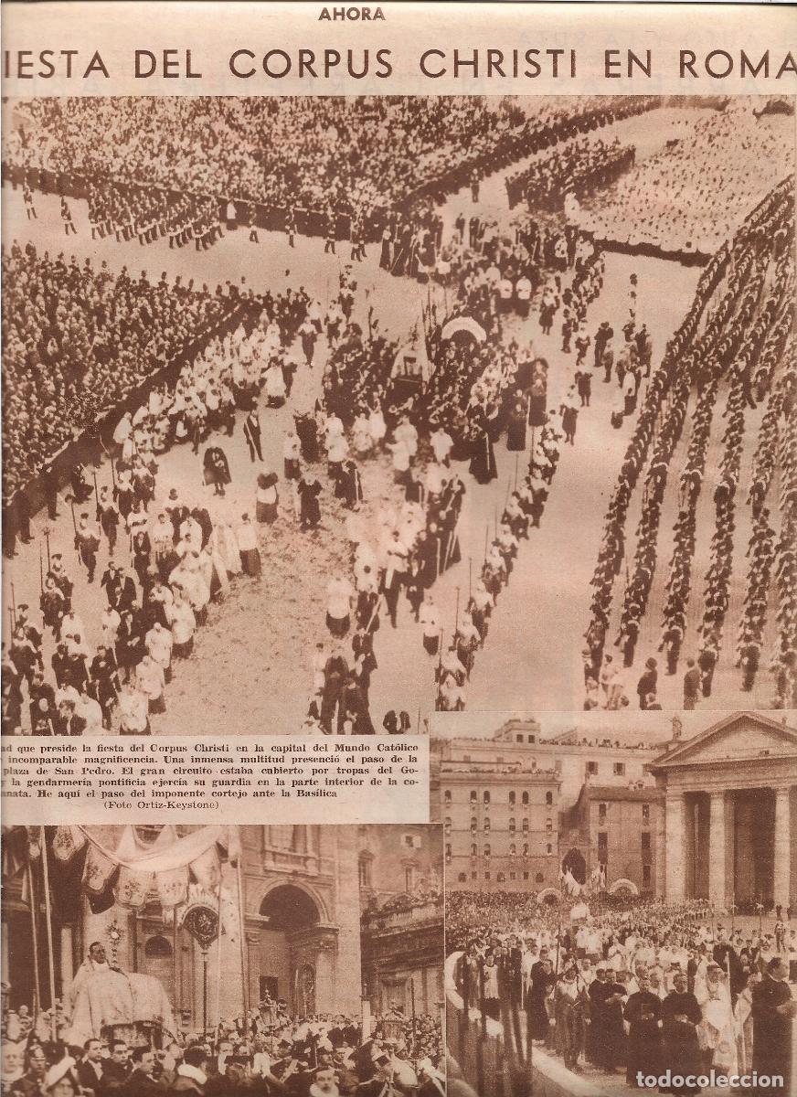 Coleccionismo: A&Ntilde;O 1933 RECORTE PRENSA FIESTA DEL CORPUS CHRISTI EN ROMA PROCESION PAPA PIO XI
