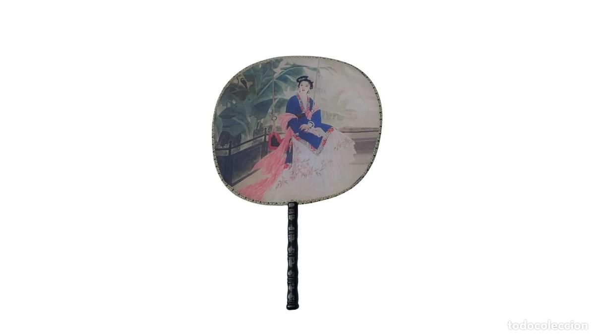 Collecting: Abanico R&iacute;gido Oriental Uchiwa &ndash; Figura de Geisha Original &ndash; Tela y Bamb&uacute; &ndash; Vintage A&ntilde;os 70/80